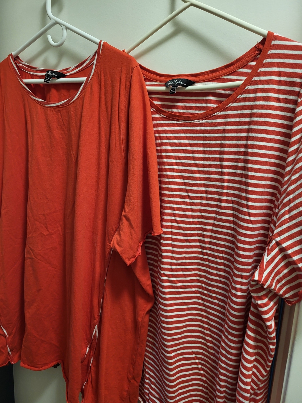 2 Ulla Popken Red and White Striped Short Sleeve Tees Womens Plus 28/30
